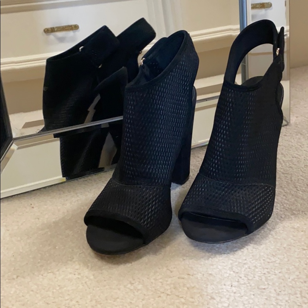 Aldo Black Peep Toe Suede Heel